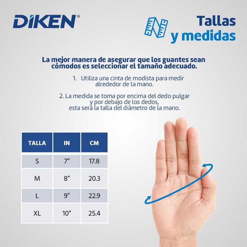 DIKEN Guantes 100% Nitrilo, Grado Alimenticio, SIN Polvo, Libre de