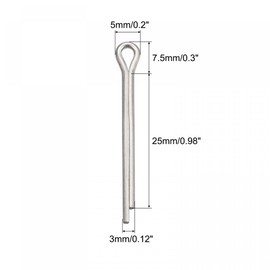 uxcell Split Cotter Pin, 3mm x 25mm Stainless Steel Clip Fastener Fitting for Automotive, Mechanics, Silver Tone, 60Pcs
