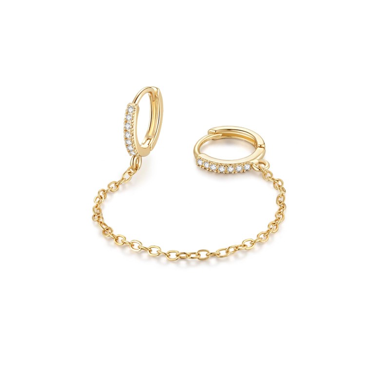 RoseJeopal Gold Hoop Earrings Tassel One Earring Women's Double Hoop