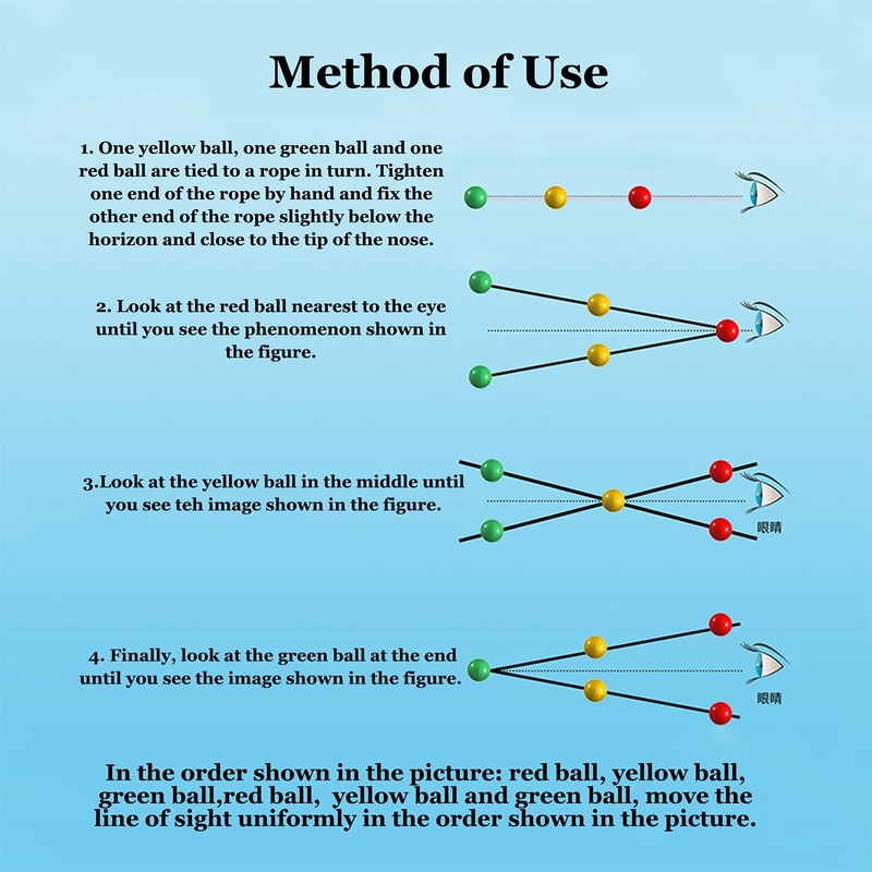 Brock String, Vision Convergence Training Tool with 3 colors beads,