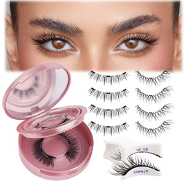 FADLASH Magnetic Eyelashes with Applicator Natural Look Magnetic Lashes Reusable without Eyeliner 2 Pairs False Eyelashes Kit Easy to Wear and Remove (MC+K8)