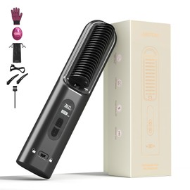 Hair Straightener Brush Portable, Cordless Hair Straightening Comb Travel with 10000mAh Rechargeable Battery, 6 Temp Mode 3 Million Negative Ions 30s Fast Heating Styling Brush with LCD Display, Black