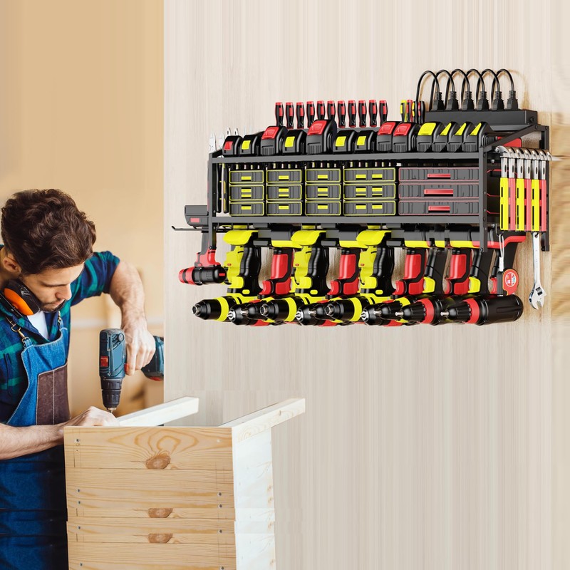 FULOOPHI Power Tool Organizer Wall Mount with Charging Station, 3