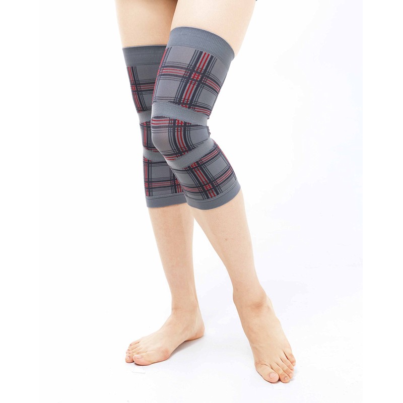 Rakusaku Knee Supporter Gray Check (Left and Right Knee Supporter)