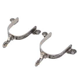 One Pair Boot Spurs Stainless Steel Vintage Leaf Patterned Western Cowboy Spurs for Outdoor