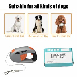 16 ft Retractable Dog Leash, 360° Tangle-Free, for Large Dog or Cat up to 66lbs Walking Retractable Nylon Dog Leash, One-Handed Brake, Pause, Lock, Ergonomic Handle for Medium Large Dogs