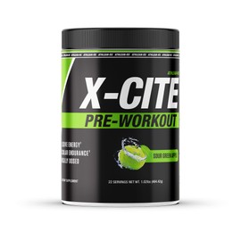 X-CITE Pre-Workout by ATHLEAN-X - Enhanced Formula with Beta-Alanine, Creatine & Caffeine for Ultimate Energy, Endurance, Focus & Muscle Pump, NSF Certified for Sports (22 Servings, Sour Green Apple)