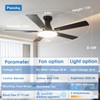 Passky Ceiling Fans with Lights, 52 inch Flush Mount Ceiling