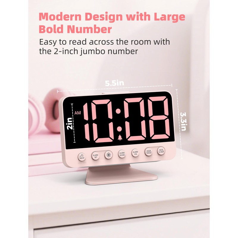 Odokee Digital Alarm Clocks for Bedrooms: Large Bold Number 5