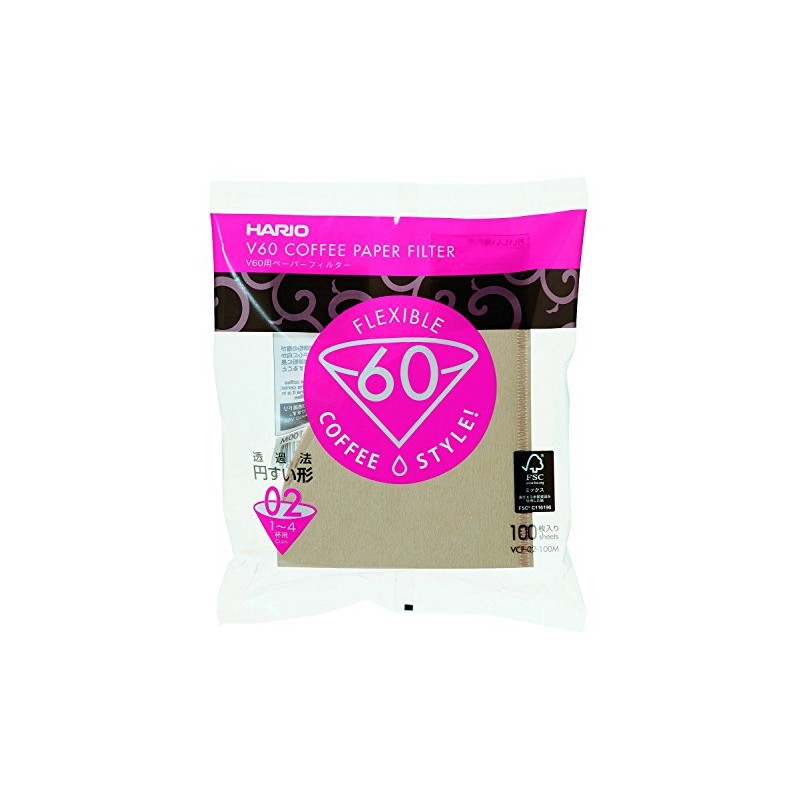 Hario VCF-02-100M Paper Filter 02M for 1-4 Cups, 100 Sheets