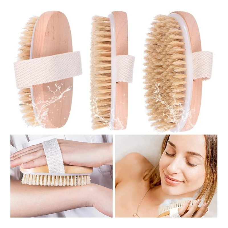Set Cepillo Corporal Facial Y Esponja Pulpa De Madera Exfo