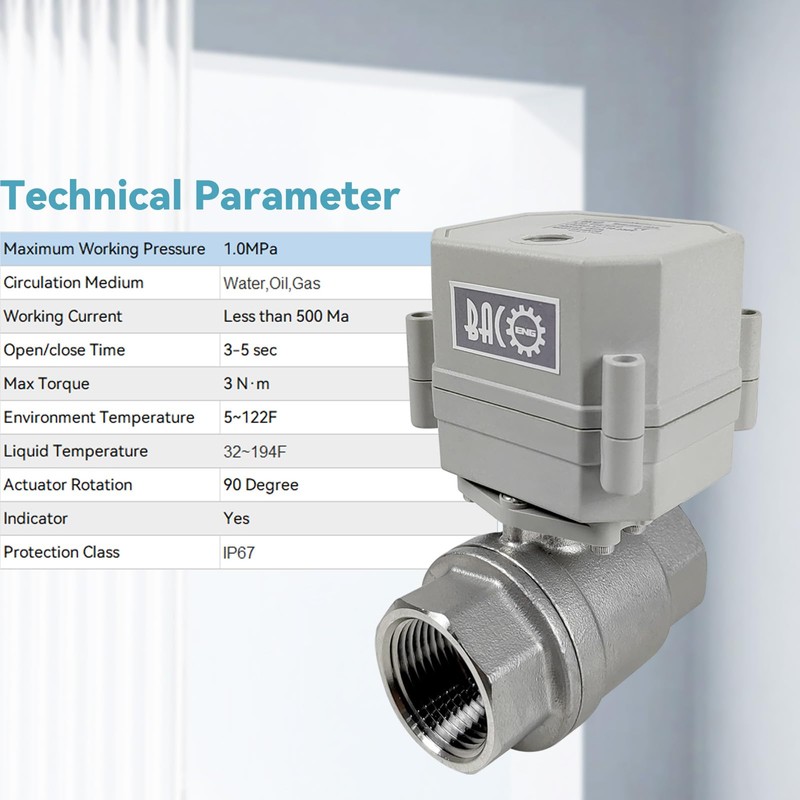 BACOENG 2 Way Motorized Ball Valve, 1 Inch DN25 Electrical