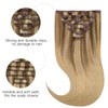 HOTBANANA Human Hair Clip in Hair Extensions, Balayage Coffee Brown