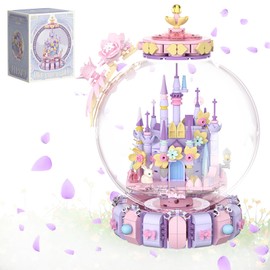 Purple Flowers Castle Building Set, Botanical Architecture Construction Toys, Home & Office Decor, Gifts for Adults Kids Aged 8+ on Birthday Chrismas（713 PCS）