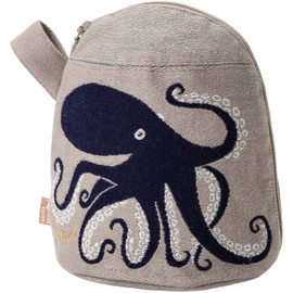 morita MiW Gusseted Pouch Deep Sea Dance Octopus Beige Coroline Lovable Shapes Tightly Woven Thick Fabric with Elegant Color Lining 100% Cotton Empret Veil, Deep Sea Dance Octopus