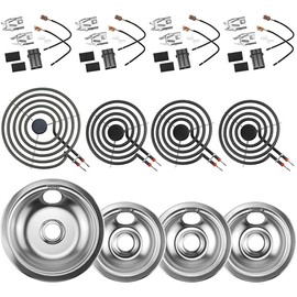 Masfrio Burner Drip Pans 316048414(6")316048413(8") Electric Stove Burners MP15YA(6") MP21YA(8")330031 Surface Element Receptacle Compatible for Frigidaire, Kenmore, Crosley, Tappan