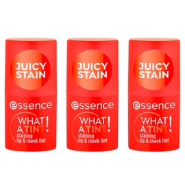 essence WHAT A TINT! Staining Lip & Cheek Tint, Rouge, No. 20, Orange, Cooling, Colouring Effect, Instant Result, Natural, Vegan, Oil-Free, Paraben-Free, No Microplastic Particles, Pack of 3 (3 x 5 g)