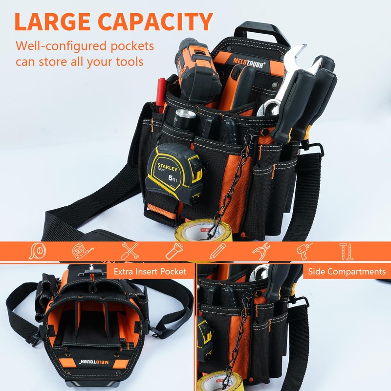 MELOTOUGH Electrician Tool Pouch Bag with Shoulder Strap Professional 16