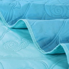 Legacy Decor 3 PCS Shell & Seahorse Reversible All Season Bedspread Quilt Coverlet Oversize, Turquoise Color, Queen Size
