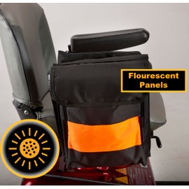 Ducksback Mobility Scooter/Wheelchair Pannier Bag with Wallet Versatile Storage Black and Fluorescent