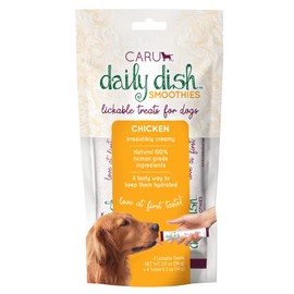 Caru Daily Dish Smoothies Lickable Treats for Dogs (Chicken, Pack of 4), Natural, 56 g/2 oz (10851395005890)