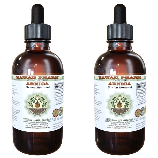 Hawaii Pharm Arnica Alcohol-Free Liquid Extract, Organic Arnica (Arnica Montana) Dried Flower Glycerite Natural Herbal Supplement 2x2 oz