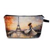 MoCaliduccious Paris Print Cosmetic Bag Eiffel Tower Gift for Birthdays & Holidays Makeup Bag Zippered Chic Organizer Artistic Toiletry Kit for Francophiles