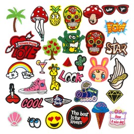 AUCOOMA Cartoon Embroidery Iron-On Patches，Cute DIY Clothing Decorative Stickers