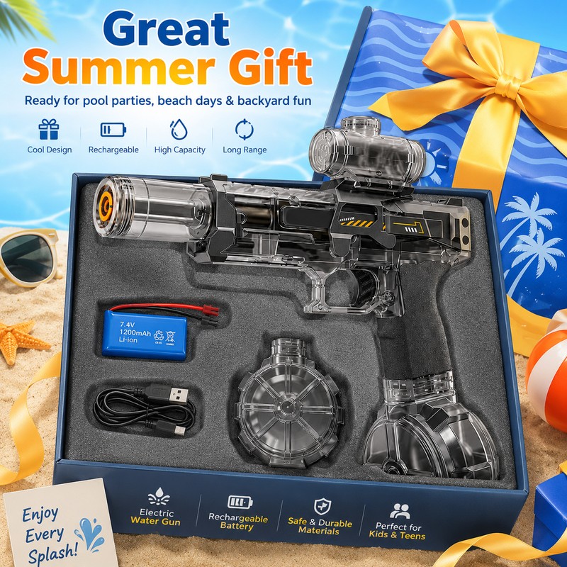 Electric Water Gun for Kids & Teens – Rechargeable Auto-Suction