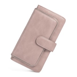 UTO Women Wallet Leather Vegan RFID Blocking Large Capacity 15 Card Slots Phone Holder Zipper Pocket CA