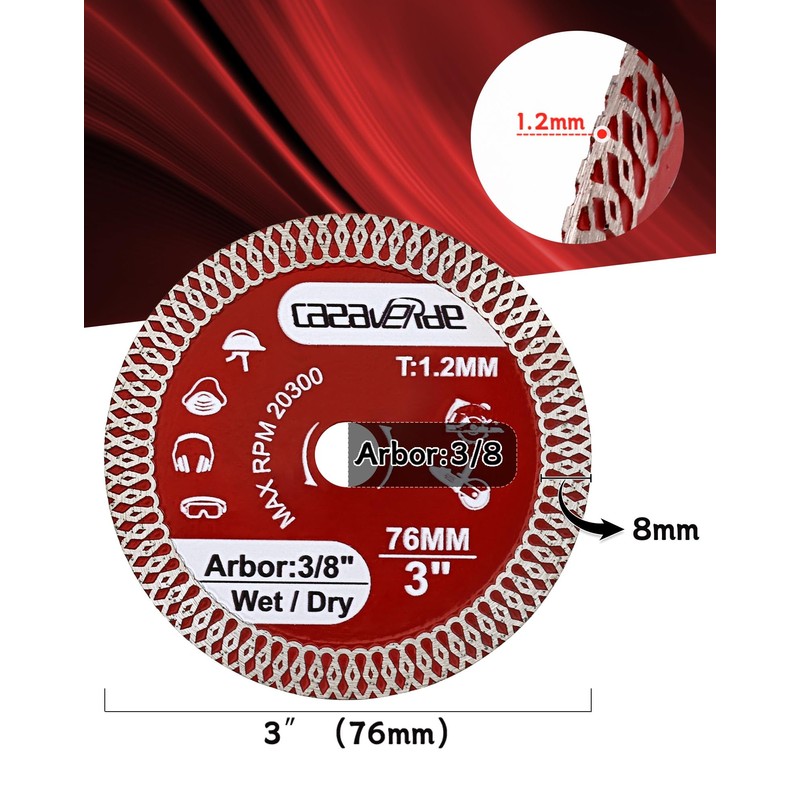 Casaverde 2 Pcs of 3" Diamond Tile Blade,Super Thin Porcelain