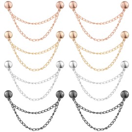 Pack of 8 Magnetic Clothes Clips, Multifunctional Magnetic Button Clips, Women's Clothes Clips, Pinless Magnetic Clothes Clips with Long Chain for Fixing Too Long Trouser Legs