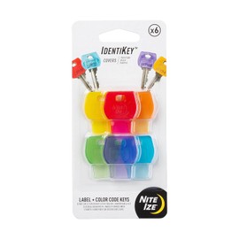 Nite Ize IdentiKey cubiertas, etiquetas de identificación codificadas por colores, tapas identificadoras de llaves, paquete surtido de 6