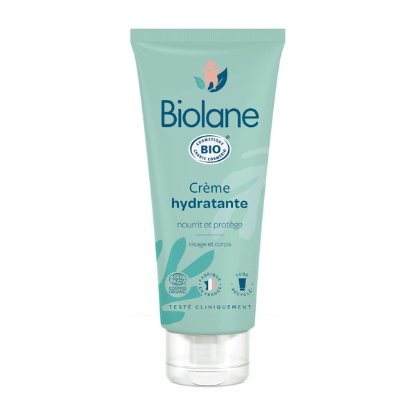 Biolane - Creme hydratante bebe bio - Nourrit et protège le visage et le corps de bébé - 99% d'origine naturelle - 100 ml - Fabriqué en France
