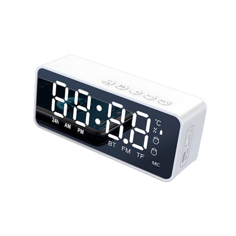 Digital Alarm Clock with BT Speaker, Mirror LED Display Clock
