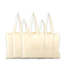 JKZ RUG AND DOORMATS New Pack of 10 Premium Natural Cotton Tote Bags Heavy Duty Grocery Bags With Long & Short Handles Printing Bags 38 x 43 cm (Short Handles)