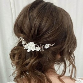 JAKAWIN Flower Bride Wedding Hair Piece Pearl Bridal Hair Vine Accessories Leaf Headpiece for Women