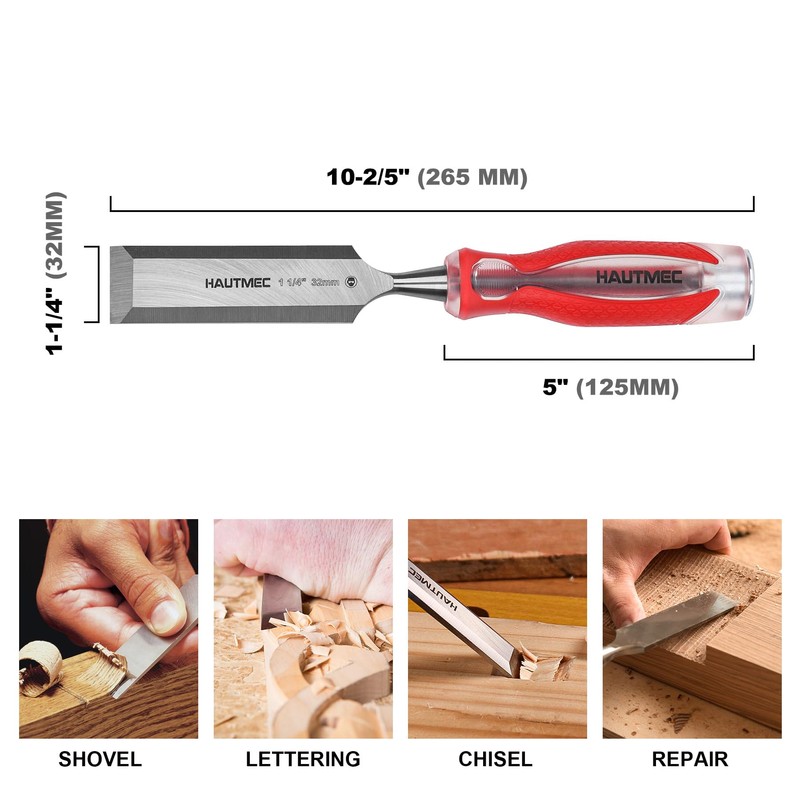 HAUTMEC 32mm Wood Chisel High Impact Drop-Forged CR-V Steel Bevel
