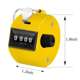 Eliamo Contador de conteo Manual de 4 dígitos, Contador de Vueltas de 4 dígitos, Contador de Clic Manual mecánico con Anillo de Dedo para Escuela Golf y hilera de Punto, Color Amarillo