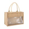 TopTie Jute Tote Bag Spliced Transparent Film Beach Bag Bridesmaid Proposal Bag Burlap Shopping Bag
