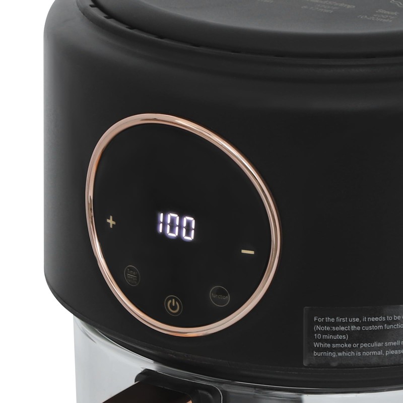 Airy Fryer,3.81qt 1200w Glass Air Fryer,8-In-1 Functions, 360° Viewable, Digital