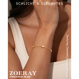 ZOERAY Armband Damen Gold Silber 925 Verstellbar 18K Vergoldet Herz Charm Armband Kleeblatt Armband mit Zirkonia Armbänder Blumen Armkette Bracelet Wasserfester Schmuck Geschenke Für Frauen Mädchen