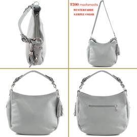 modamoda de T200 Women's Leather Shoulder Bag Handbag, Handmade in Italy, cream