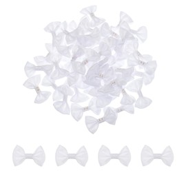 sourcing map 50pcs White Bow Ties 1.5" x 1" Mini Bowknot for Crafting Little Satin Bows Bulk for DIY Sewing Scrapbooking Wedding Gift Present Home Decoration