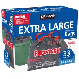Kirkland Signature Flex-tech - Bolsa de basura de 33 galones, 90 unidades, 1 unidad