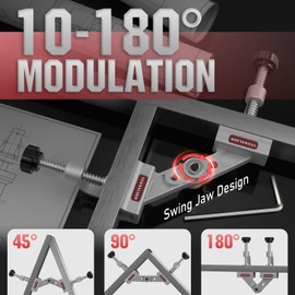 YESWELDER 10-180° Adjustable Tube Clamp with Swing Jaw, Aluminum Alloy Right Angle Corner Clamp for Welding, Woodworking, DIY Projects, Cabinet Making