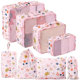Dizdvizd 8 Piece Packing Cubes Set, Travel Luggage Packing Organizers - Floral