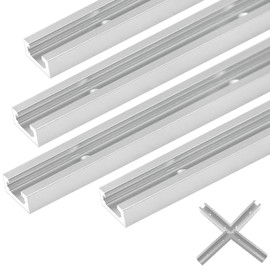 Seekliny 4Pack 12" T-Track for Woodworking Silver Double-Cut with 1Set T-Track Intersection Kit Silver, 12 inch Universal Aluminum T Tracks with T-Track Tool Accessories