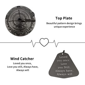 36-Inch Memorial Wind Chimes for Outdoor - Large Deep Tone Chime with 5 Black Tubes, Unique Garden Decor Windchimes