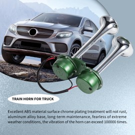 FARBIN Train Horn 12V Electric Truck Horn Waterproof Car Horns Super Loud Dual Horns for Trucks Pickups Motorcycles SUV (Green)